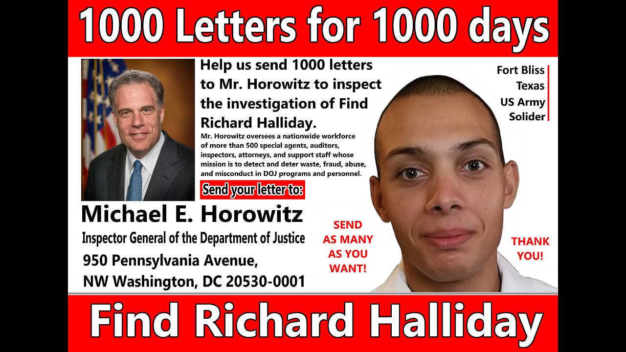 Day 982 Find Richard Halliday - UPDATE! and 1000 letters