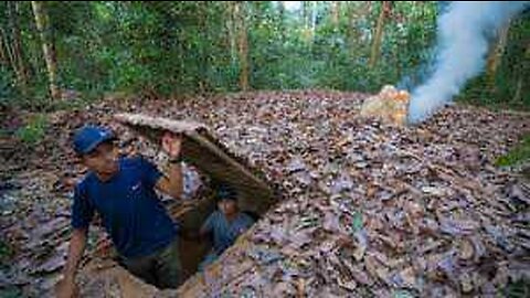 16 Days Jungle Survival Bushcrafts Build The Most Secret Underground Tunnel Finding