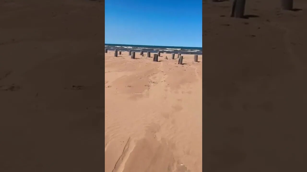 Walking in a large beach