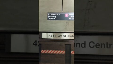 The 7 train at 42 St Grand Central in New York City 2021.