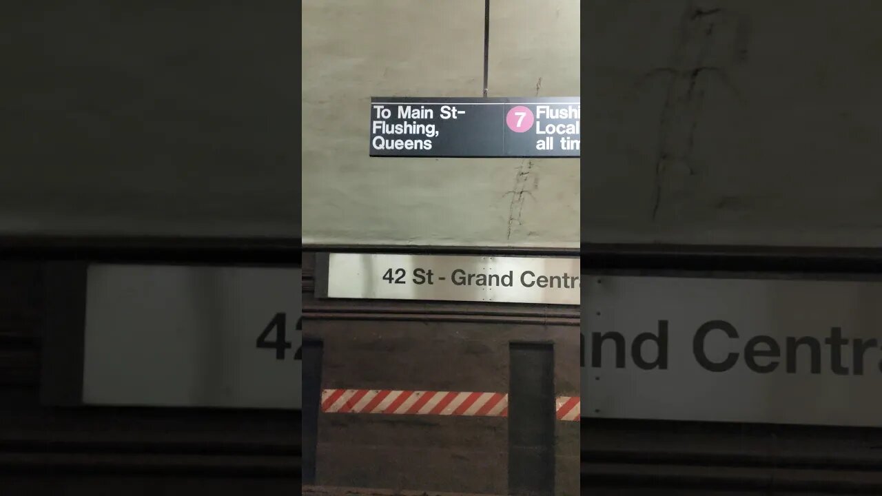 The 7 train at 42 St Grand Central in New York City 2021.