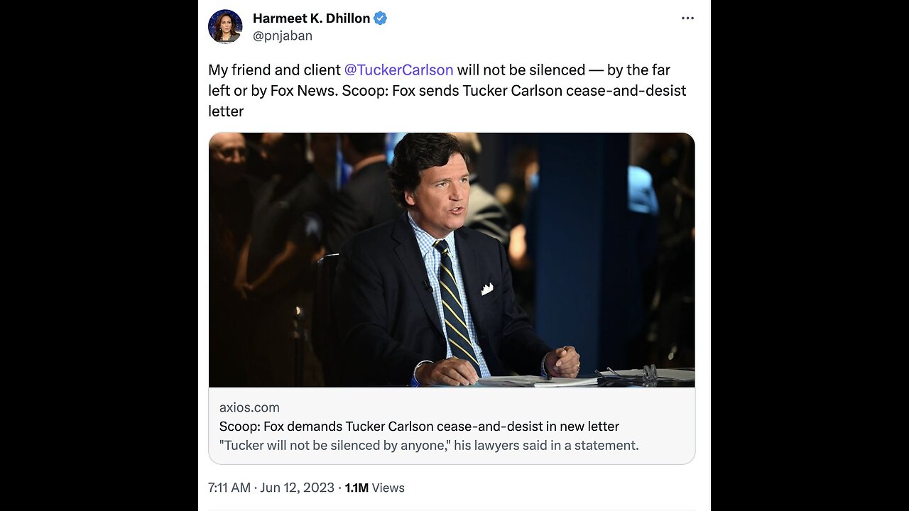 Fox News Send 'Cease and Desist' Letter To Tucker Carlson