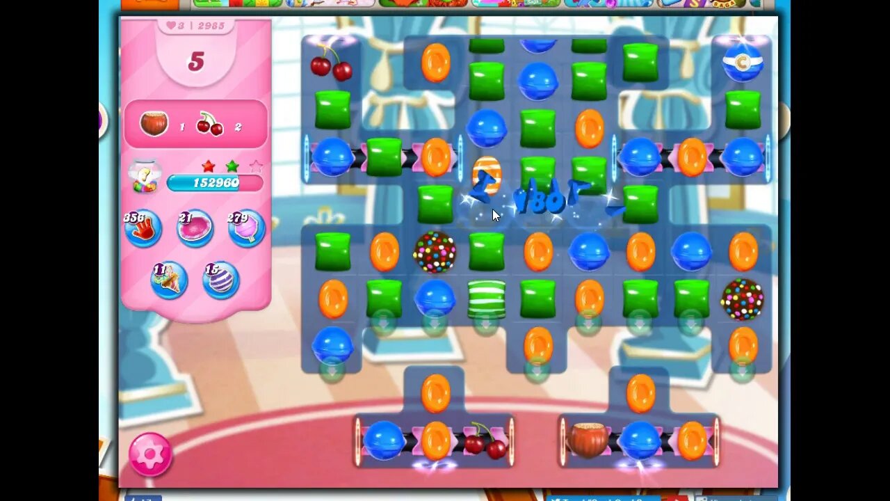 Candy Crush Level 2985 Talkthrough, 14 Moves 0 Boosters