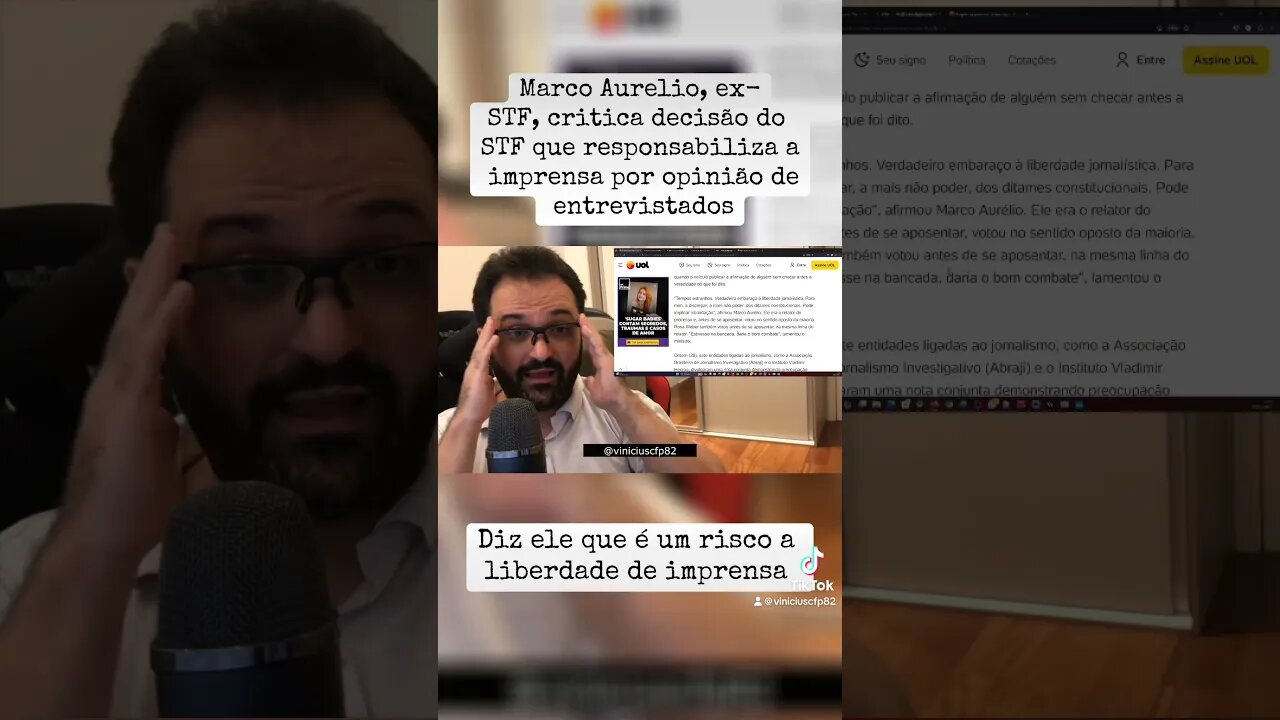 Marco Aurelio critica decisão do STF que responsabiliza a imprensa por opinião de entrevistados