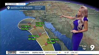 Increasing rain chances as Hurricane Kay inches closer