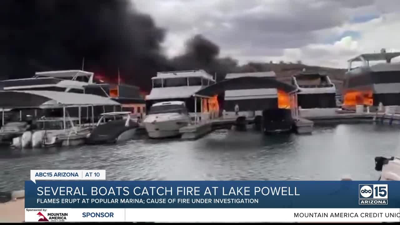 Houseboats catch fire at Lake Powell marina