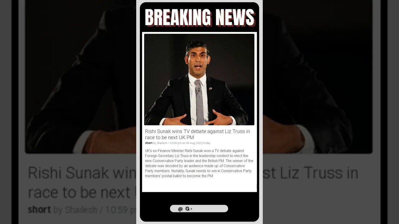 Sensational News: Rishi Sunak wins TV debate against Liz Truss in race to be next UK PM #shorts