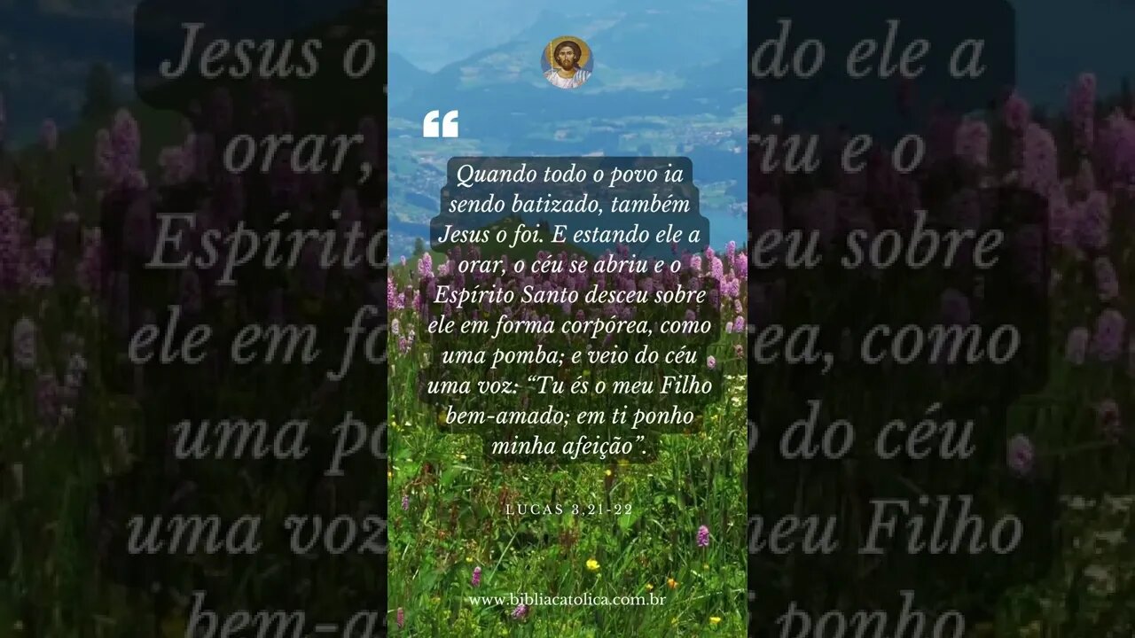 Lucas 3,21-22 - Quando todo o povo ia sendo batizado, também Jesus o foi. E estando ele a orar...