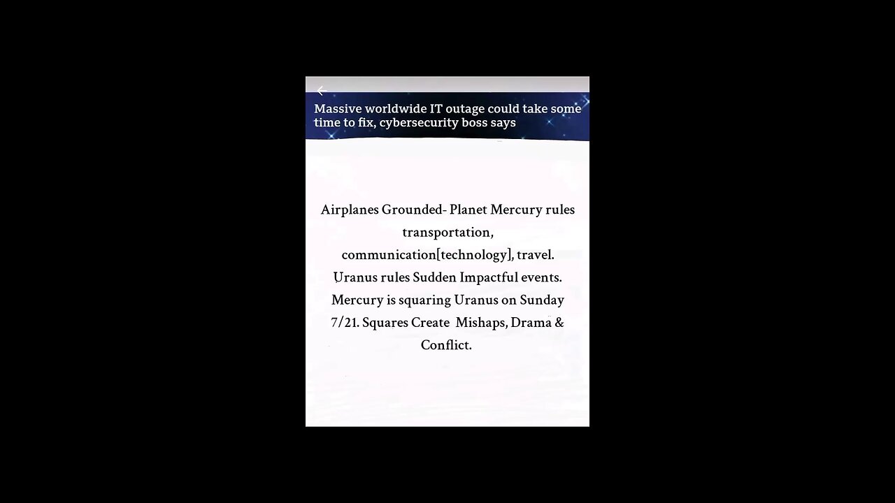 AIRLINES GROUNDED / MICROSOFT CYBER CRASH
