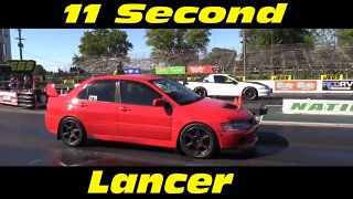 11 Second Mitsubishi Lancer Evo Drag Racing at Import Face Off