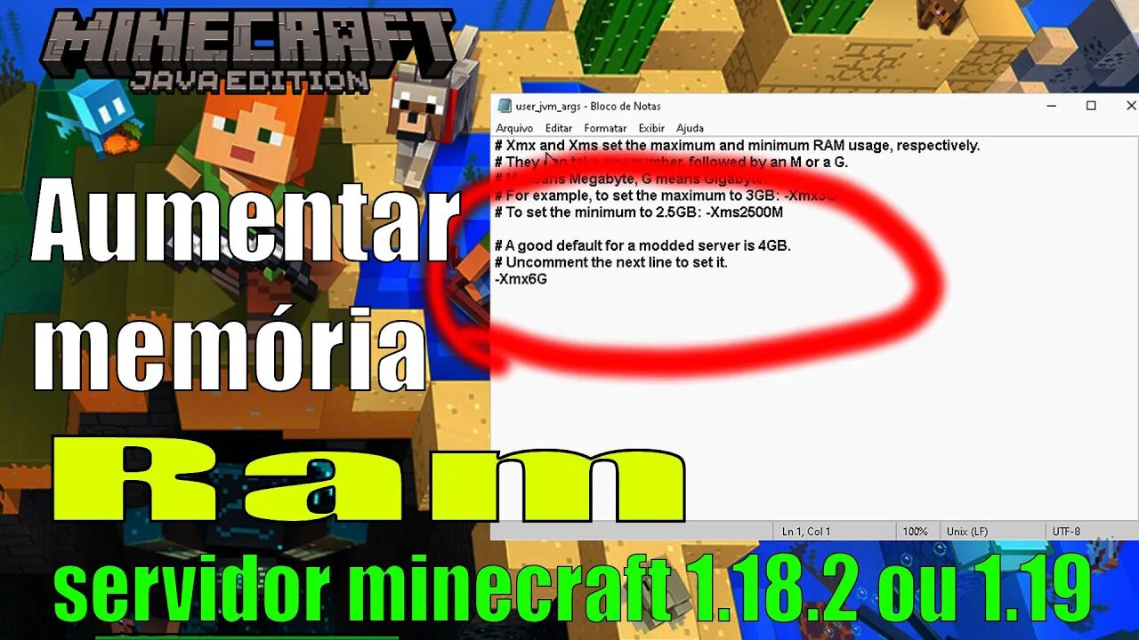 Como aumentar memória ram do servidor minecraft 1.18.2 ou 1.19+