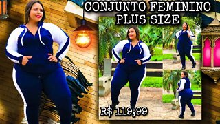 🛑 CONJUNTO FEMININO PLUS SIZE COM CAPUZ BOLSO E ZÍPER MALHA CREPE