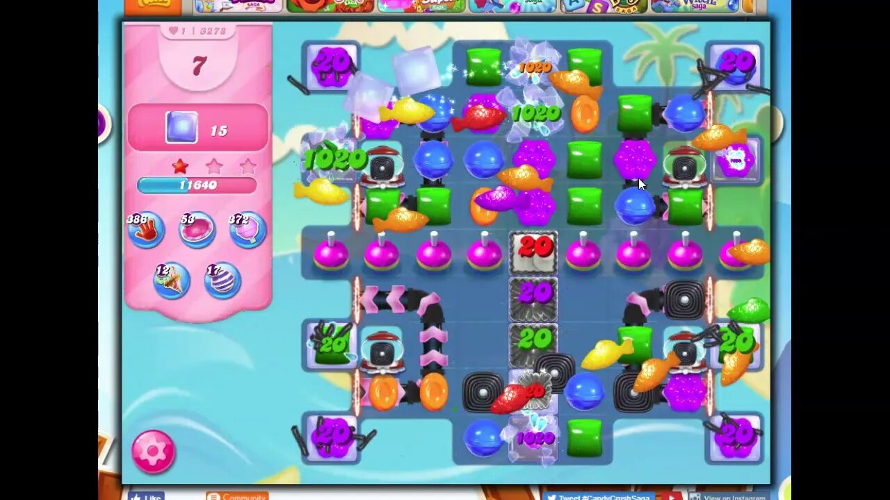 Candy Crush Level 3278 Talkthrough, 12 Moves 0 Boosters