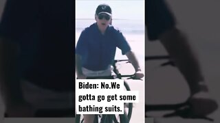 Biden back on his bike. “We need bathing suits” #shorts #joebiden