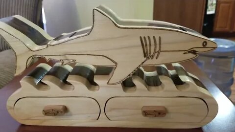 Custom designed Shark Bandsaw box with Laser work.