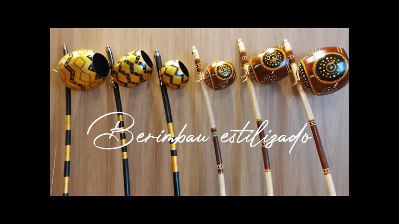 Berimbau Estilizado - Preto e Ouro e Aborígene