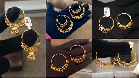 Latest Gold Hoop/Bali Designs with Weight by DNR jewellers!!