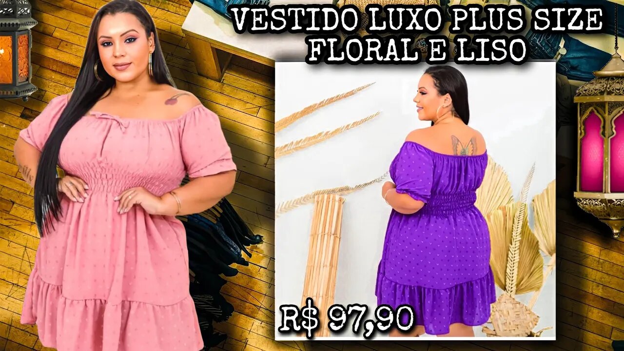 🛑 VESTIDO PLUS SIZE FLORAL E LISO BABADO MODA