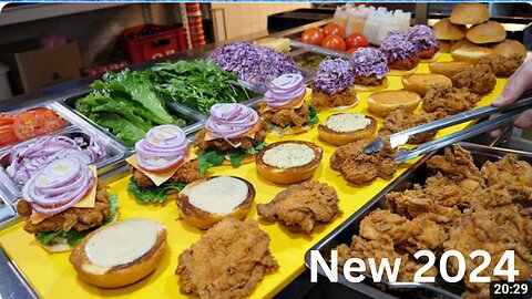 Thick chicken thigh patties 2024? Amazing thickness! handmade Chicken Burger / Korean street food