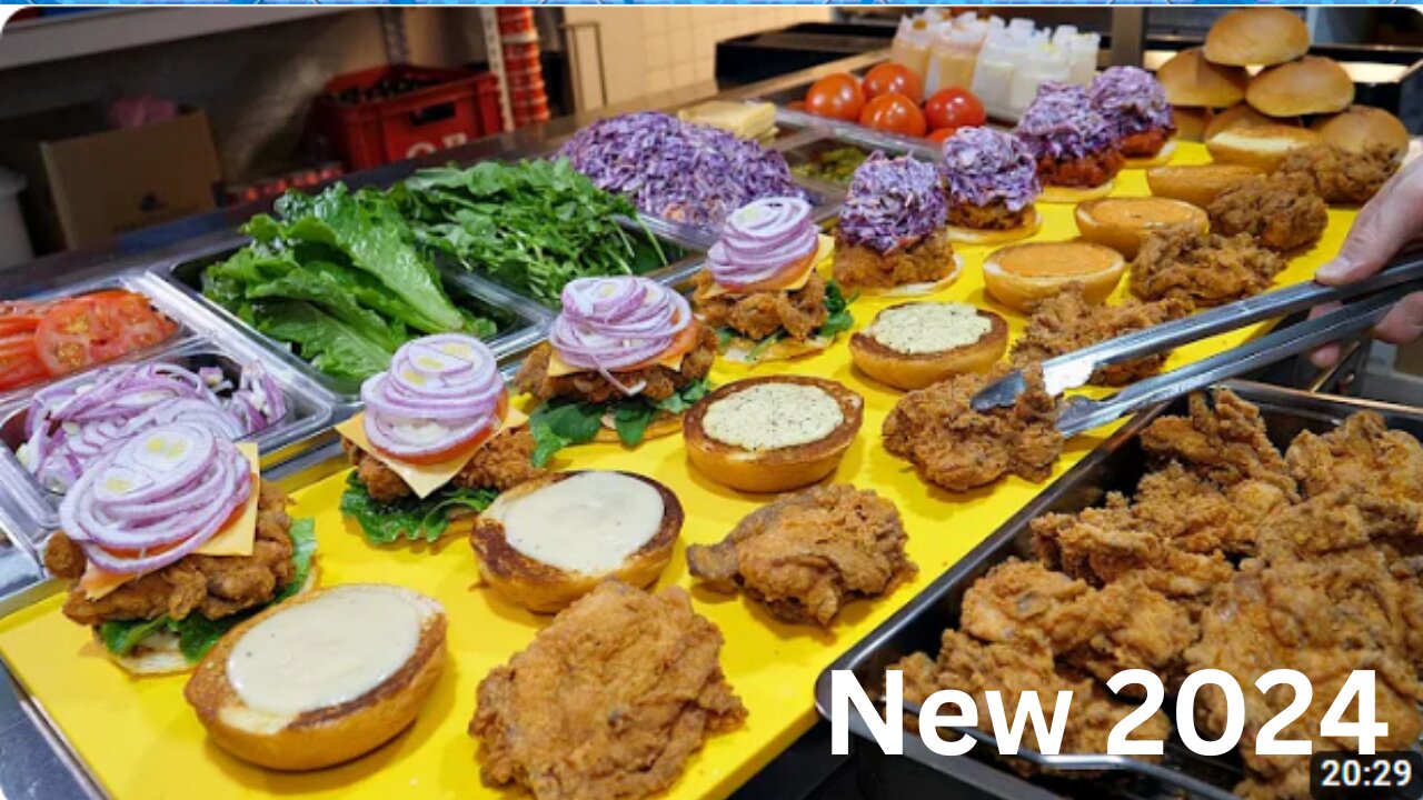 Thick chicken thigh patties 2024? Amazing thickness! handmade Chicken Burger / Korean street food