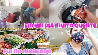 Vlog Almoço simples 😋, Fui ao mercado, lavei muita roupa / O dia estava muito quente 🔥