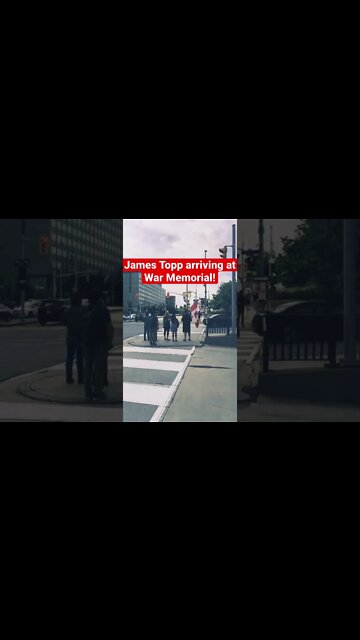 Crowds gather at the War Memorial in Ottawa for James Topp's arrival!