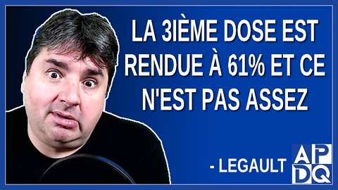 La 3ième dose est rendue à 61% et ce n'est pas assez. Dit Legault