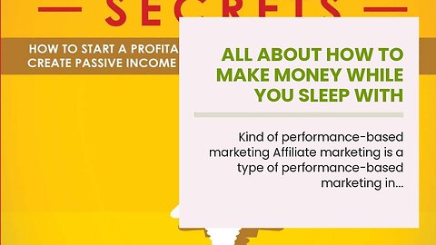 All About How to Make Money While You Sleep With Affiliate Marketing