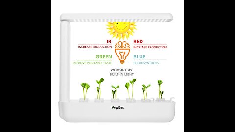 VegeBox Hydroponics Growing System - LED Growing Lighting Lamp, Indoor Herb Garden, Kitchen Veg...