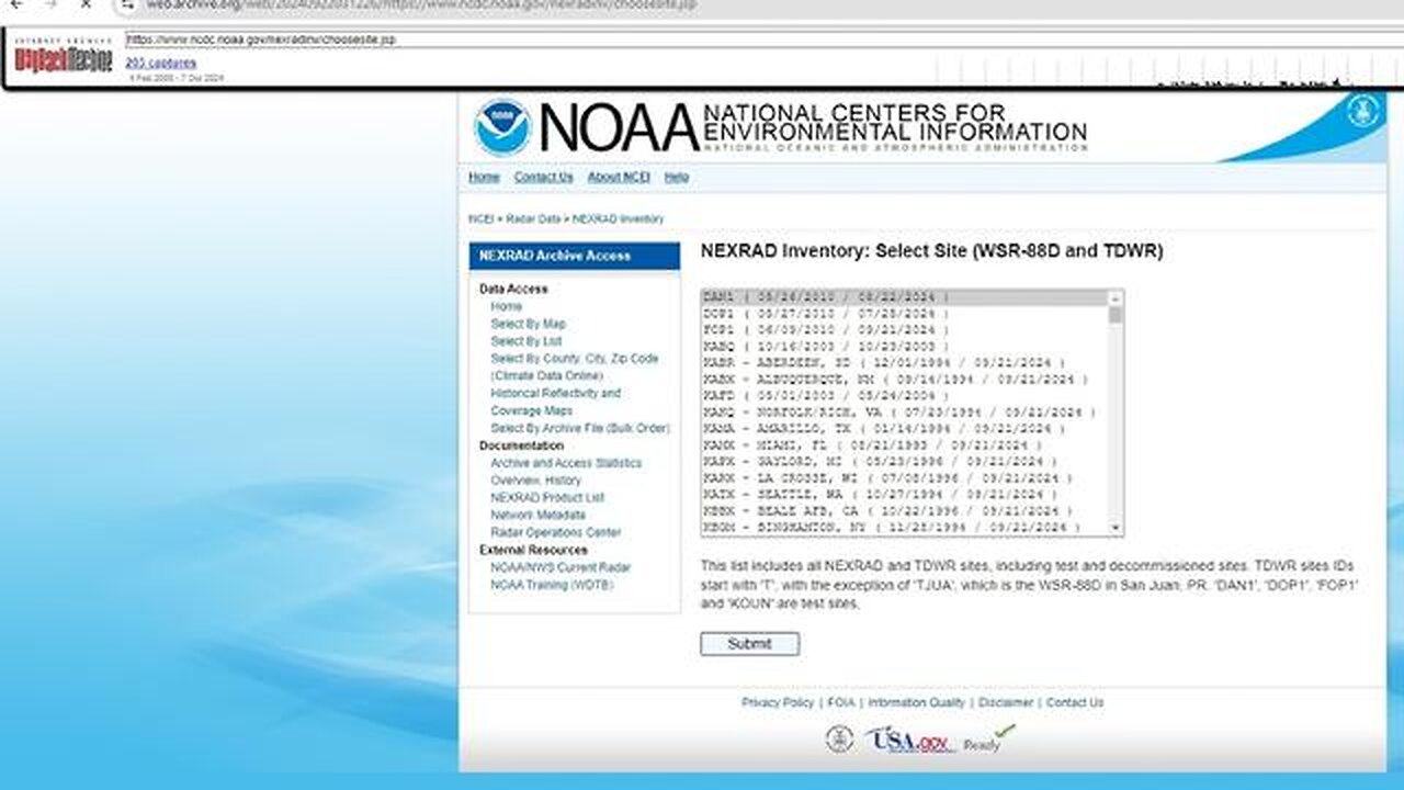 NOAA deletes NEXRAD. DOD deletes Archive.org