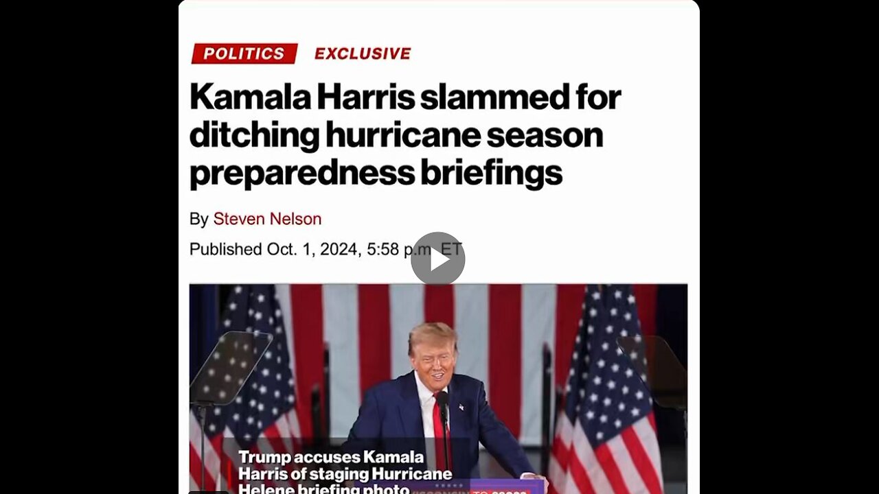 Kamala Harris irresponsibly skipped Hurricane season preparedness briefings...