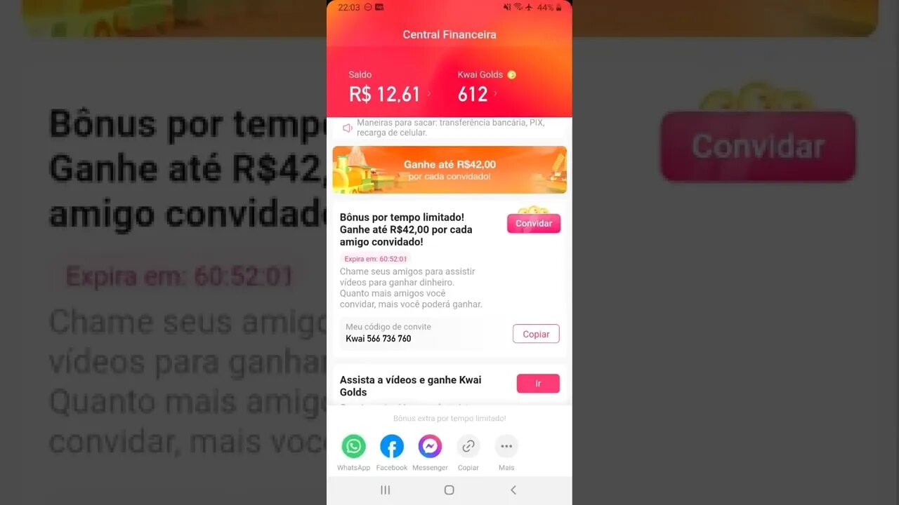 O KWAI TÁ PAGANDO 42 REAIS POR CADA AMIGO QUE VOCÊ CONVIDAR