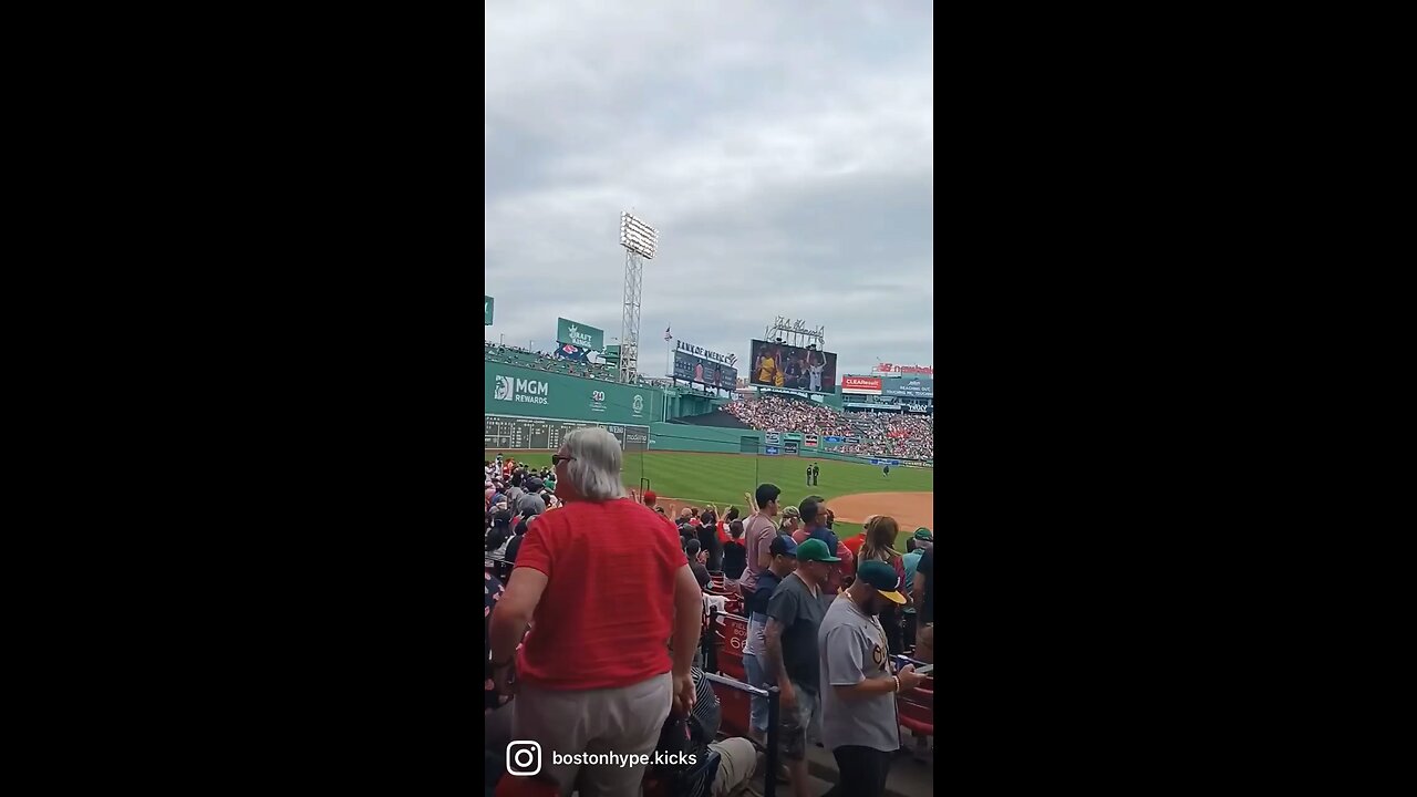 The entire audience at Fenway Park goes crazy Singing Sweet Caroline