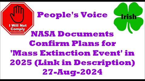 Official NASA Documents Confirm Plans for 'Mass Extinction Event' in 2025 27-Aug-2024