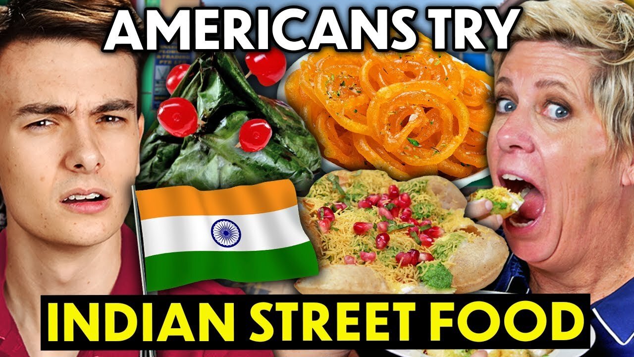 Americans Try Indian Street Food For The First Time! (Pav Bhaji, Dahi Puri, Jalebi)