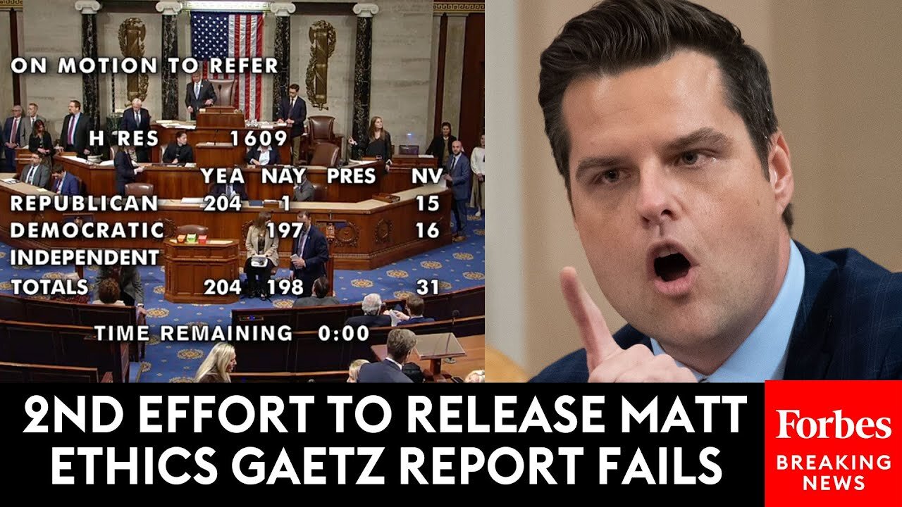 BREAKING NEWS: Second Attempt By Democrats To Release Matt Gaetz Ethics Report Fails