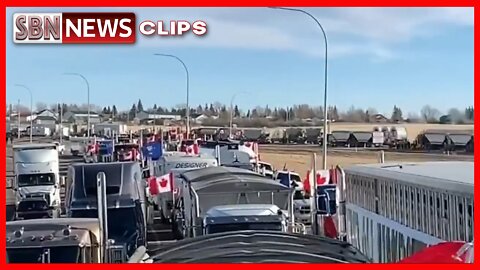 MASSIVE CONVOY OF TRUCKERS HAVE BLOCKADED THE US-CANADA BORDER CROSSING IN ALBERTA - 5955