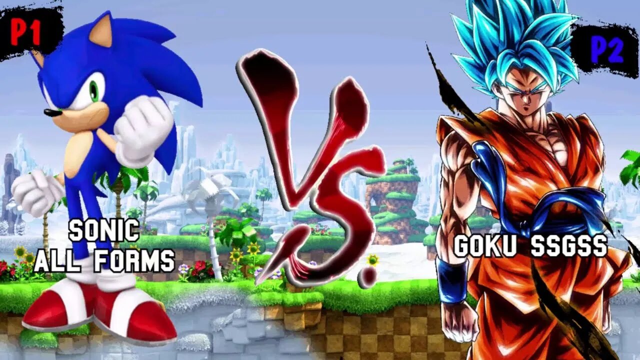 Sonic & Shadow VS Goku SSGSS & Goku SS4 I Sonic Battle Mugen v3