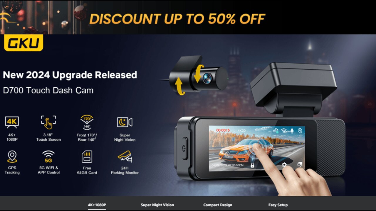 GKU Dash Cam Front and Rear