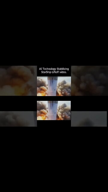 Starship Liftoff slow motion stabilized by AI Technology.