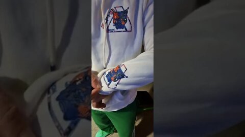 Alpha Neon® Heavy Weight Hoody White with Blue and Orange Logo