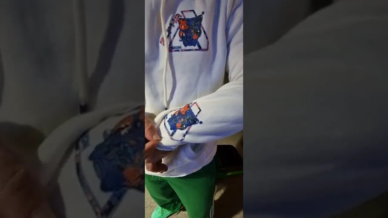 Alpha Neon® Heavy Weight Hoody White with Blue and Orange Logo
