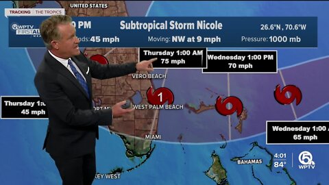 Subtropical Storm Nicole, 4 p.m. advisory for Nov. 7, 2022