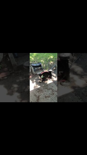 Installation of a new lawnmower blade.