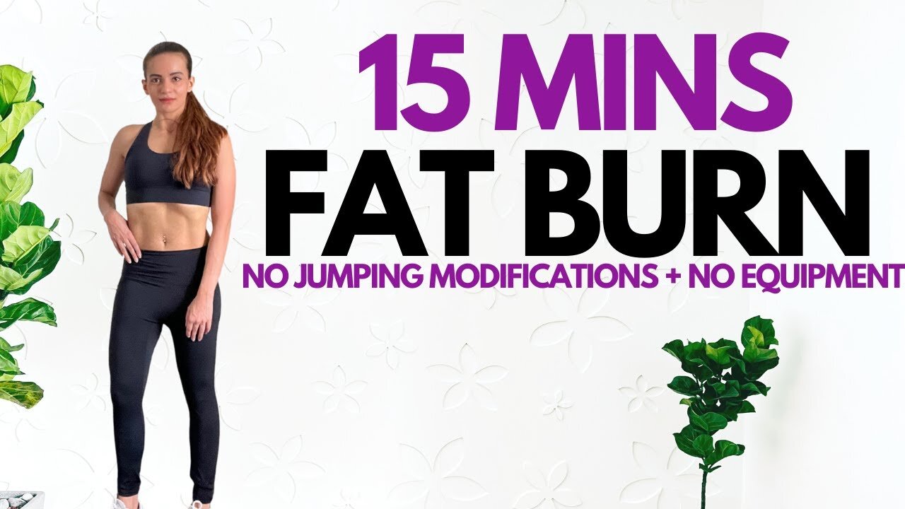 15 MIN FAT BURN Home Workout (No Jumping Modifications + No Equipment)