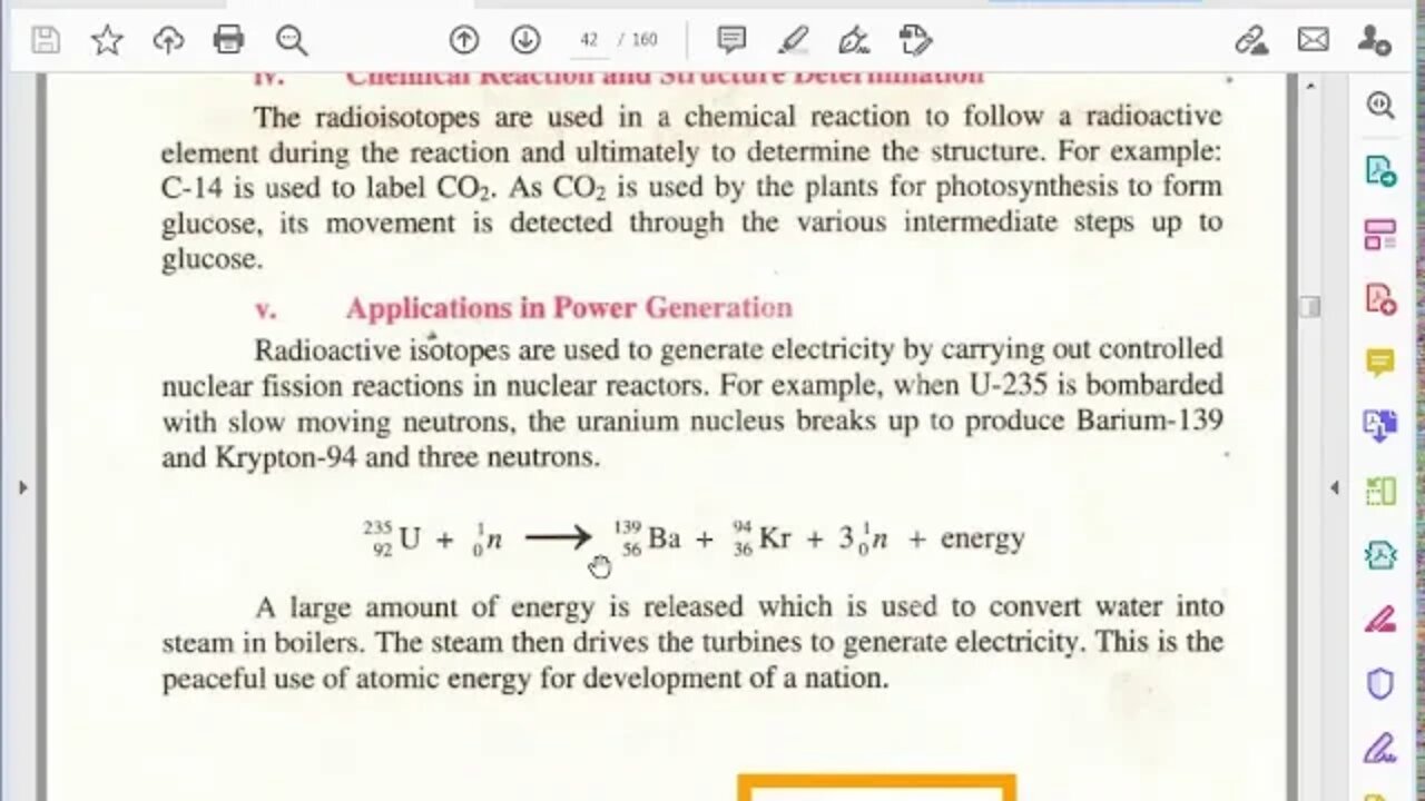 Chem 8th Lec 6 Uses of Isotopes iv, v