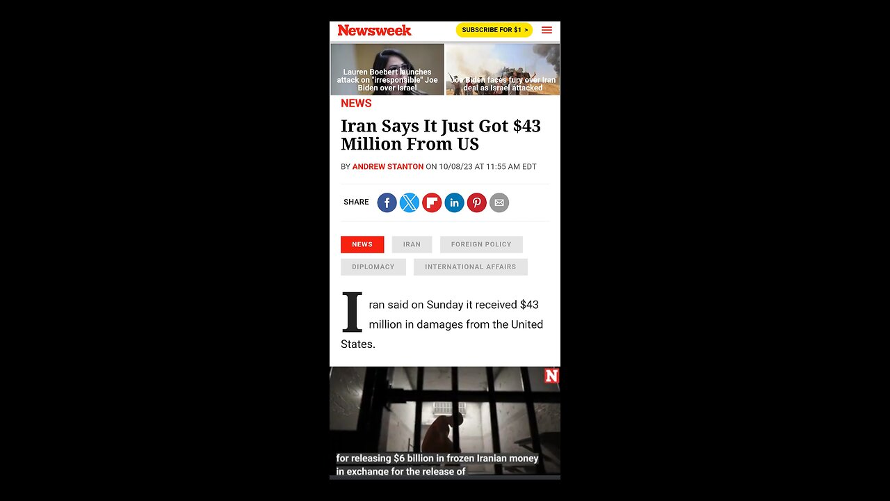 Iran Says It Just Got $43 Million From US