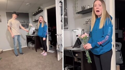 Thoughtful man buys flowers for girlfriend's sister