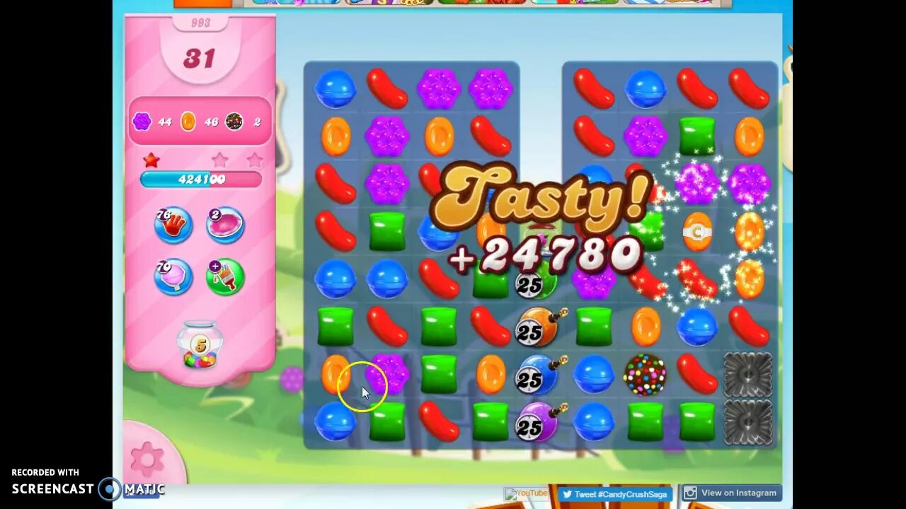 Candy Crush Level 993 Audio Talkthrough, 3 Stars 0 Boosters