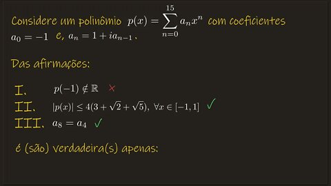 Polinômios e Números Complexos ¦ ITA (2010) ¦ QED